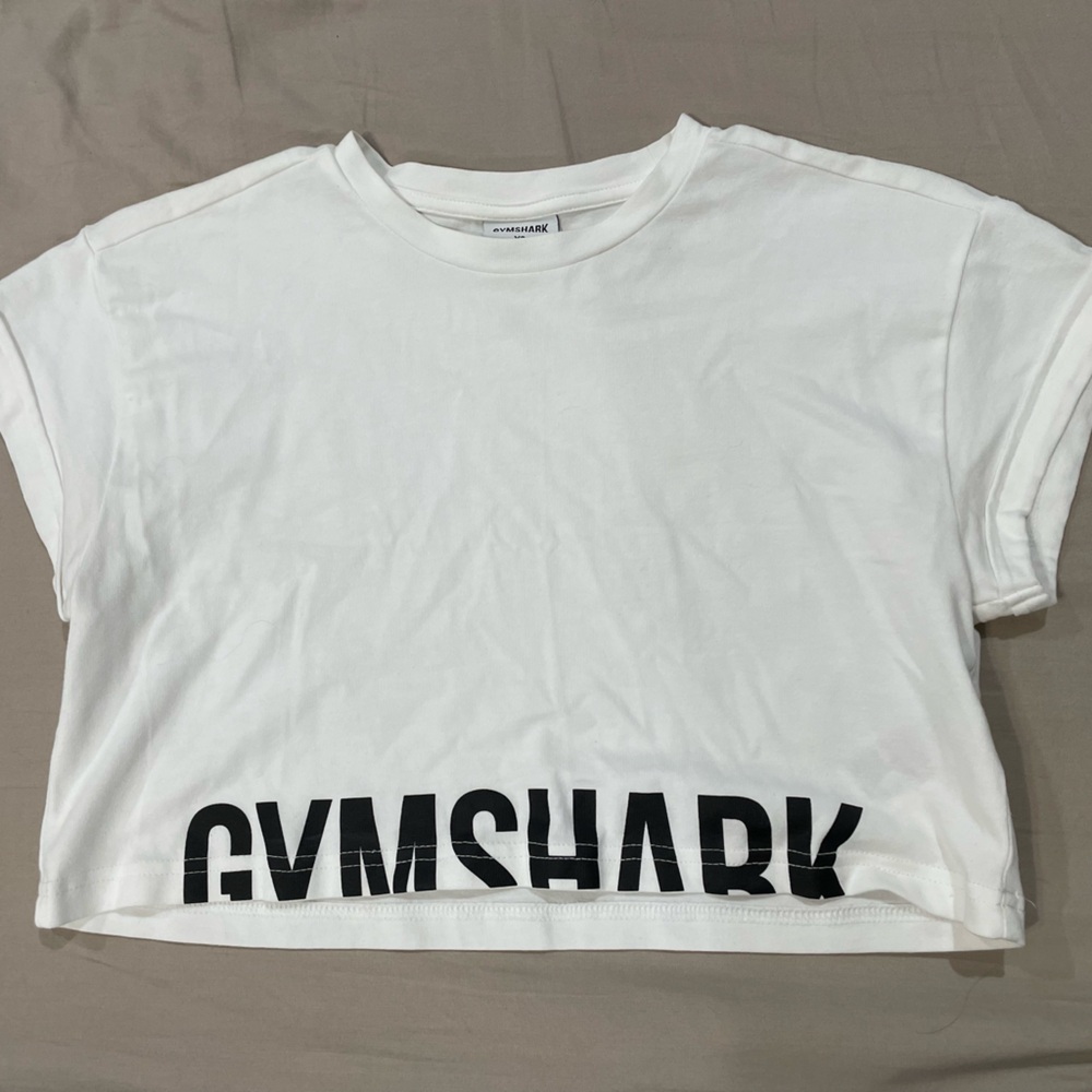 Gymshark White Fraction Crop Top